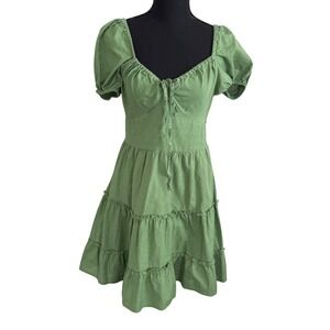 Izzy Lizzy Womens Coquette Milkmaid Tiered Babydoll Dress Size M Cottagecore